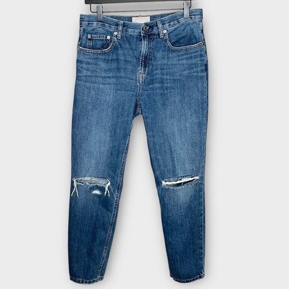 EVERLANE The Summer Jean Jeans size 28 High Waisted Medium Wash Ripped Knees - Picture 2 of 6